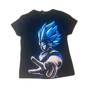 Men's Black Graphic Tee with Blue Design